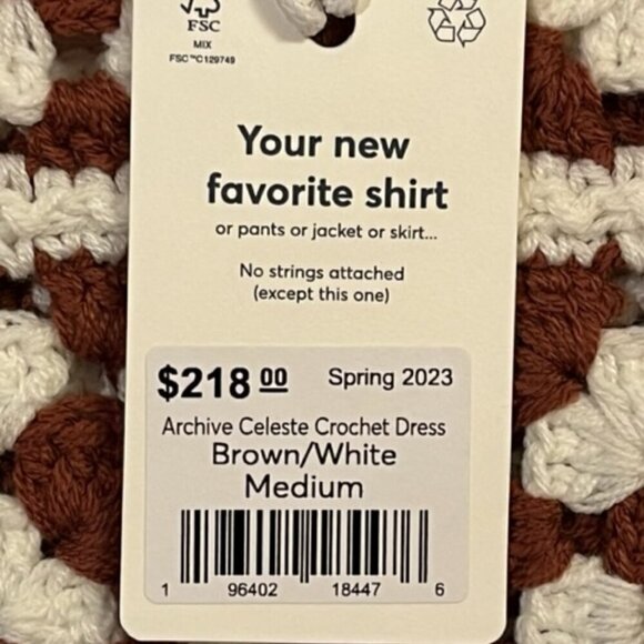 MARINE LAYER Women's Celeste Crochet Mini Dress Brown White Square Neck Med NWT - Picture 13 of 16